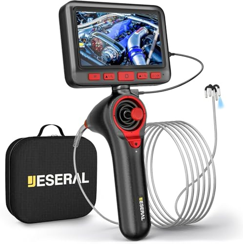 Caméra Endoscope 4 Voies Jeseral 3,9 mm - Endoscope 360° Rotatif - Caméra d'Inspection 5 Pouces HD 1080P avec Tube Lumineux et 6 LED, Étanche IP67 - 1 m de Direction de Canal