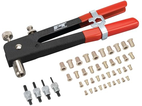 PERFORMANCE TOOL W2006 - Kit de Tuercas de Remache roscadas SAE de 45 | Para metal fino, plástico y fibra de vidrio. Incluye 4 mandriles, 40 insertos y estuche de almacenamiento