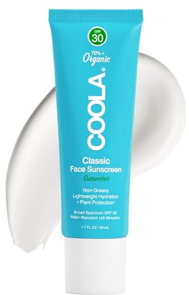 COOLA Organic Face Sunscreen SPF 30 Sunblock Lotion, Dermatologist Tested Skin Care for Daily Protection, Vegan and Gluten Free, Cucumber, 1.7 Fl Oz