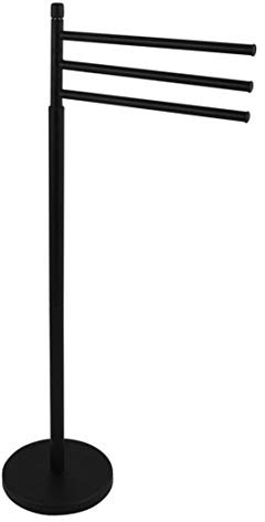 MSV Handtuchständer Ella mit 3 beweglichen Handtuchstangen für Badetücher und andere Textilien Handtuchhalter in Edelstahl mit schwenkbaren Stangen auch als Kleiner Kleiderständer, schwarz matt