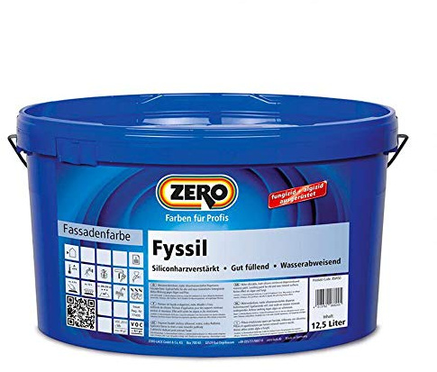 ZERO Fyssil Siliconharzverstärkt Siliconharz Fassadenfarbe weiß fungizid und algizid 12,5 l | Siliconharz, fungizid, algizid