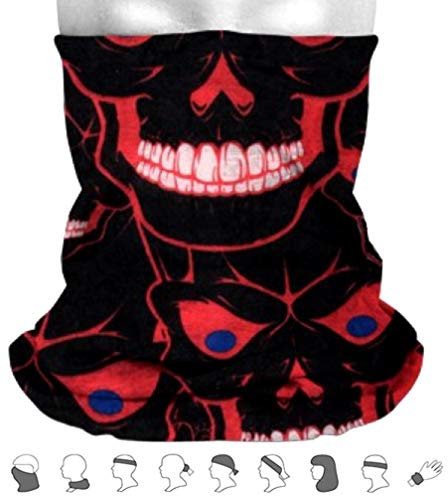 SEEAS Mund und Nasenschutz TOTENKOPF schwarz rot - Atemschutz - Multifunktionstuch - Bandana