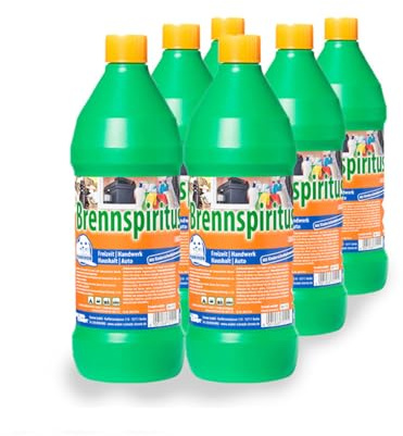 Dönges Brennspiritus EU 6 x 1L Flasche (Spiritus Frostschutz Reinigungsmittel Alkohol Bioalkohol Schmimelentferner Alkoholreiniger Ethanol Desinfektionsmittel Putzmittel) (Pack à 6 Stück)