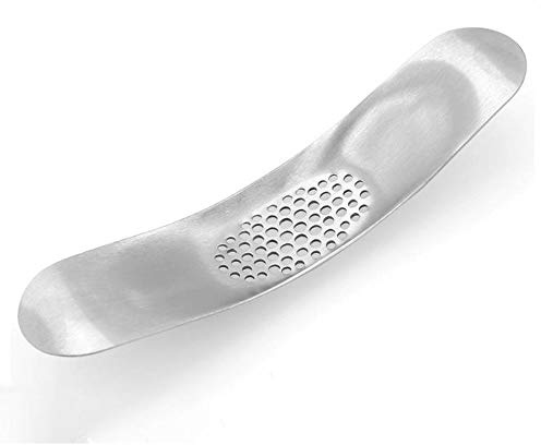 Garlic Rocker Crusher Mincer Press Dishwasher Safe, Stainless Steel Rocker Garlic Crusher Silver