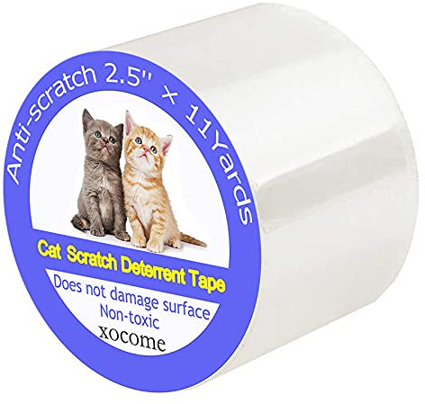 Nastro antigraffio per gatti, protezione antigraffio per porte da 6,35 cm x 10 m, autoadesivo su un lato, trasparente, per divani, porte, tavoli e mobili
