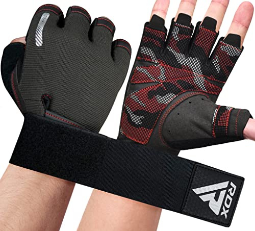 RDX Gewichtheberhandschuhe, zusätzliche Dehnbare Lange Handgelenkstütze, voller Handflächengriff, Männer Frauen Fitness HIIT Workout, Bodybuilding Krafttraining Radfahren Übung Home Gym Ausrüstung