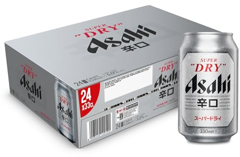 Asahi Super Dry Birra Premium Dry Lager, Cassa Birra con 24 Birre in Lattina da 33 cl, 7.92 L, Birra Giapponese dal Gusto Pulito, Secco e Rinfrescante, Gradazione Alcolica 5.2%