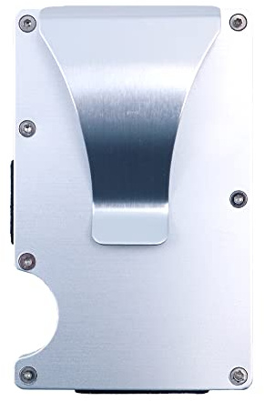 Tiardey Billetera de aleación de Aluminio,Tarjetero con Bloqueo,Clip de Dinero Minimalista,diseño Ultrafino para Hombres - Plata