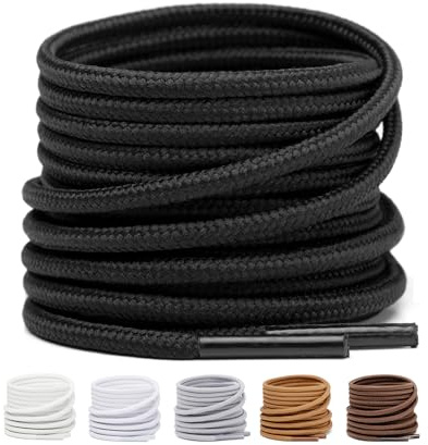 Stepace 2 pares Cordones Redondos para Botas y Calzado de Montaña | Diámetro 3,5‑4 mm, Cordón para Zapatos Militares y Trekking, Resistentes y Duraderos, Longitud 76‑160 cm, 28 Colores