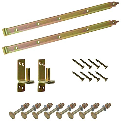 BRESKO Ladenband mit Kloben und Schrauben Set gelb verzinkt 300-800 mm Torband Türband Scharnier Tor Gartentor (800x40 mm - Ø 16 mm)