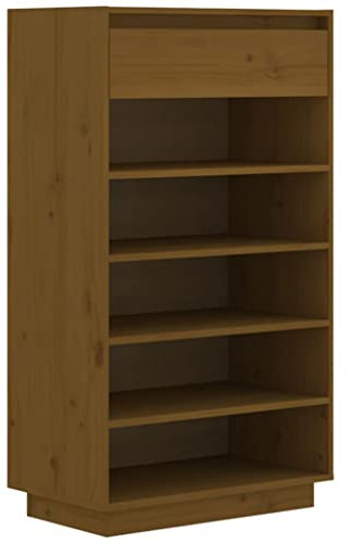 vidaXL Schuhregal Regal Schrank Schuhschrank Schuhablage Schuhständer Schuhaufbewahrung Schuhtruhe Schuhorganizer Honigbraun 60x34x105cm Massivholz Kiefer
