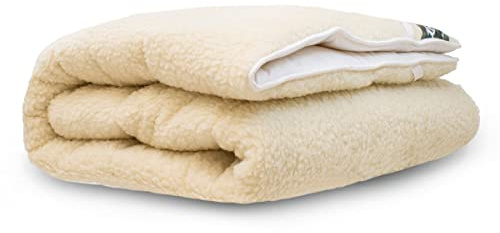 Terschellinger Lammflor Wollunterbett - 100% IWS-Schurwollauflage - 2-in-1 ganzjährige Matratzenauflage mit weicher Wolle und kühlender Baumwolle - 80 x 200 cm Single Size
