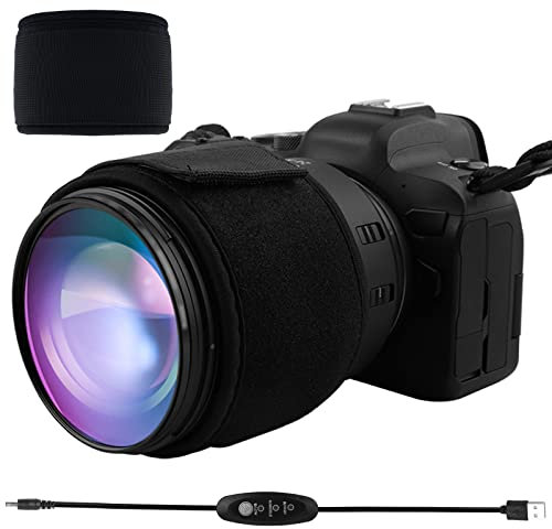 Lens Dew Heater with Temperature Control, Dew Remover Lens Heating Warmer, Anti Dew Moisture Mist Camera Telescope, USB Lens Demisting Heater with Temperature Controller