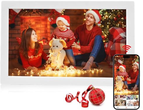 Yontwe Cornice per foto digitali Cornice digitale 15.6 WiFi pollici Lettore di foto/musica/video ad alta risoluzione 1920 * 1080 Lettore fotografico elettronico con display IPS completo