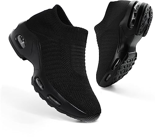 Womens Trainers Ladies Shoes Slip on Casual Air Cushion Sneakers Mesh Breathable Arch Support Walking Shoes