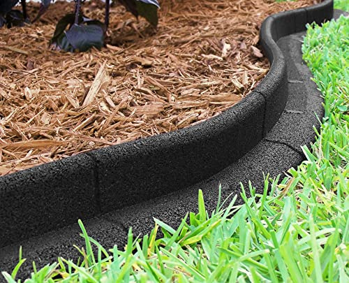 TISHO 3 x 48 Black Rubber No Dig Landscape Garden Border Edging (Pack 6)，Made of 100% Recycled Tires，Sturdy, Flexible and Reusable，Pieces are 4ft in Length (Color : Black)