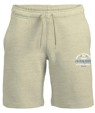 JACK&JONES JUNIOR JPSTMINDS IMP JNR - Pantalones Cortos de chándal, Vainilla Francesa. Detalles: Melange, 152 cm