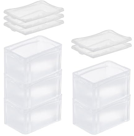 PROREGAL SuperSparSet 5x Transparenter Eurobehälter BasicLine mit geschlossenem Griff & Klickdeckel | HxBxT 17x20x30cm | 7,2 Liter | Eurobox Transportbox Transportbehälter Stapelbehälter