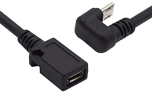NFHK 5Pin Micro USB 2.0 Male to Female Power Data Extension Cable Opposite U Shape Back Angled Type for Phone Laptop