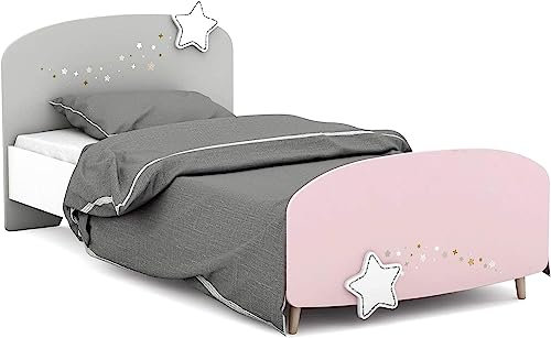habeig Kinderbett Himmelssterne 90 x 190 cm Jugendliege Bett Holz Bettgestell Mädchen Jugendzimmer Kinderzimmer #440