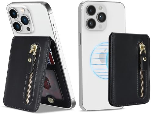Ｈａｖａｙａ Magnetische Wallet Kompatibel mit Magsafe und Kompatibel mit Kartenhalter Reißverschluss iPhone 16/15/14/13/12 Serie für Magsafe Geldbörsen - Schwarz