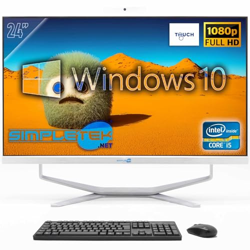 SIMPLETEK - PC Desktop ALL in ONE 24 Full HD Touchscreen | Core i5 8GB RAM SSD 240GB | Windows 10 | Webcam integrata HDMI