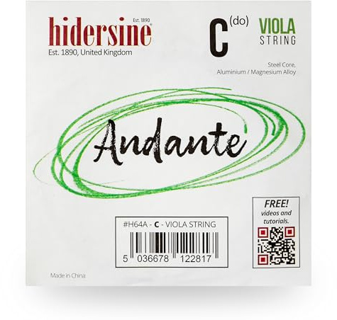 Hidersine Andante SINGLE C String for VIOLA. Steel Core, alloy string for longevity and ease of playing feel. Great tone and great value. Ideal for all Viola Students. SINGLE C String only.
