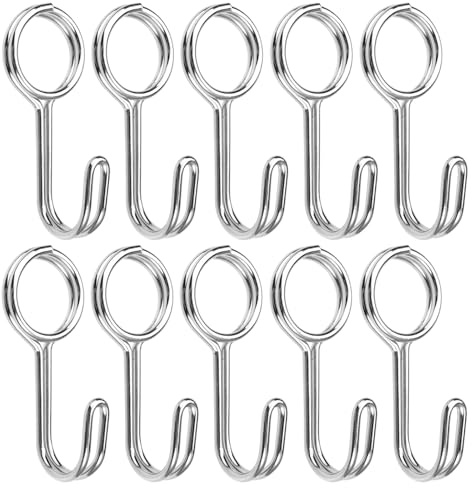 EXIN DEHCEN 10 Stück Spiralhaken und Seilhaken, Planenspanner aus Edelstahl, Universal Haken für Expanderseil, Haken mit Öse für Anhänger - LKW, Boot, Fahrrad, Motorrad, Planen (Silber)