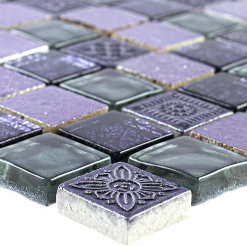 Glas Naturstein Mosaiksteine Pocatello Pink Grau Wandfliesen Badezimmer Küche WC