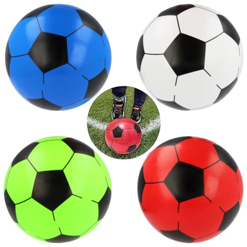 SRV Hub 4Pcs Inflatable Beach Soccer Balls, PVC Plastic Football Toys for Children and Adults, Summer Swimming Pool Sports Games Party Supplies for Kids 23cm