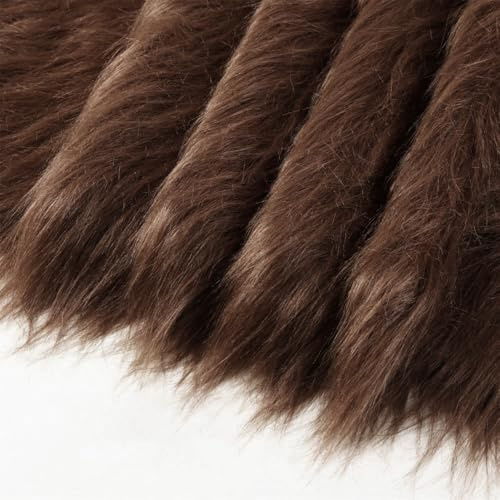 Duories 20cmx180cm Flauschige Kunstpelzband Kunstfell Band Fellstoff, Furry Faux Pelz Stoff Dekoband Zierband Plüsch Trim Plüschstoff Plüschband Borten Bänder zum Nähen Kleidung Weihnachtsdeko,Braun