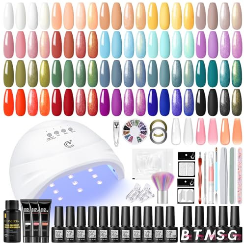 COSCELIA Kit Semipermanente Unghie Con Lampada, 20 Colori Smalto Unghies E 3 Colori Extensione Gel Kit Unghie Gel Completo, Base Coat& 4 Top Coat Manicure Set Regali Per Donne