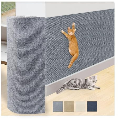 Kratzmatte für Katzen, 200 x 40 cm, Selbstklebende Teppichmatte, zuschneidbar, Kratz-Möbelschutz, Ersatz für Kratzbaum, Regale, Couch, Möbel, DIY-Schutz,LGrey