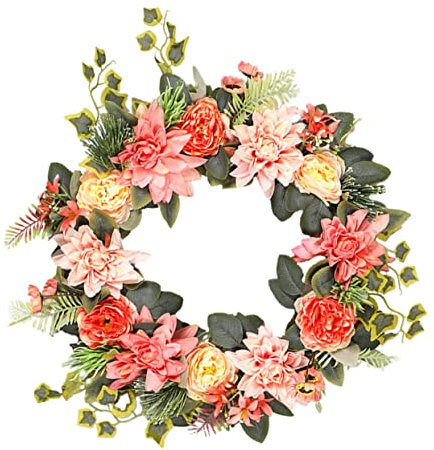 ULDIGI Frühling Orange Künstliche Kranz Dekorative Tür Hängen Garland Lebensechte Blume Schmuck