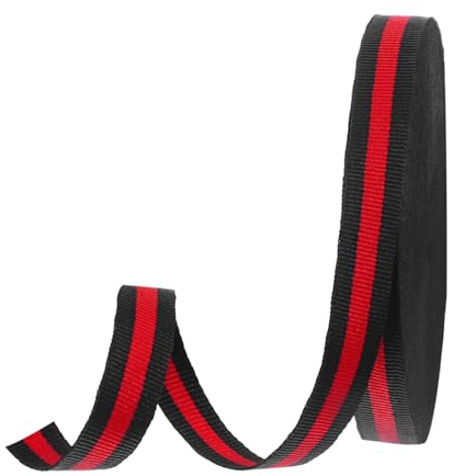 PATIKIL 1,5cm Nastro in Grosgrain a Righe Nero Rosso, 22,86m Nastro Artigianale Strisce Tessuto Poliestere Design a Doppia Faccia per Realizzare Confezioni Regalo Decorazioni Natalizie