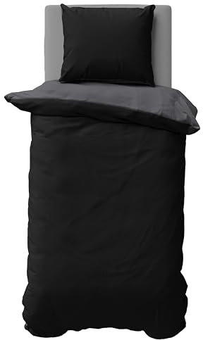 one-home Biber Bettwäsche Winter Baumwolle Uni Kuschelig Flauschig Warm Weiche Fein-Biber, Farbe:Schwarz, Größe:135x200 cm und 80x80 cm