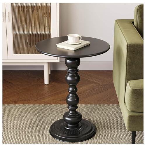 CCYENG Rustikaler Beistelltisch aus Metall, Sofa-Beistelltisch, Nachttisch, Nachttisch, Kleiner runder Retro-Couchtisch für Schlafzimmer, Wohnzimmer, Schwarz