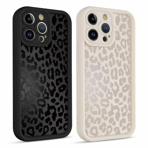 Kueqeay 2 Stück Hülle für iPhone 13 Pro 6,1, Handyhülle mit Aesthetic Muster Design Matte Schutzhülle,Ultra Weich Silikon Dünn TPU Case Stoßfest Kratzfest Bumper Cover, Leopard 2