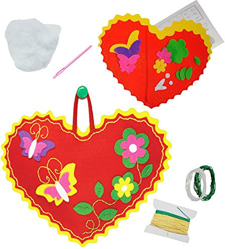 alles-meine.de GmbH Bastelset - Filz - als Topflappen/Untersetzer/Wanddeko/Plüschfigur - buntes Herz - zum Sticken, einfaches Nähen per Hand - Komplettset filzen - Filz..