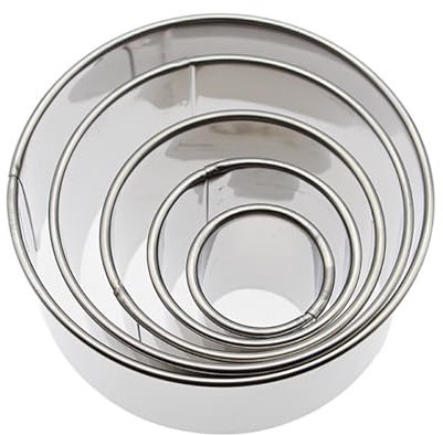 drburpily Colección de 5 cortadores de donas resistentes al calor para pasteles, cortadores de galletas de acero inoxidable, paquete variado, cortador de galletas circular