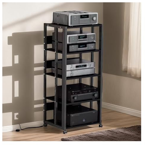 audio hifi rack regal 5-stufiges Stereo-Eckmöbel, Plattenspieler-Fernbedienungsverstärker, Medienturmständer, Komponentenregal, Entertainment-Center, Spielkonsolen, Plattenspielerregal For Musikzimmer