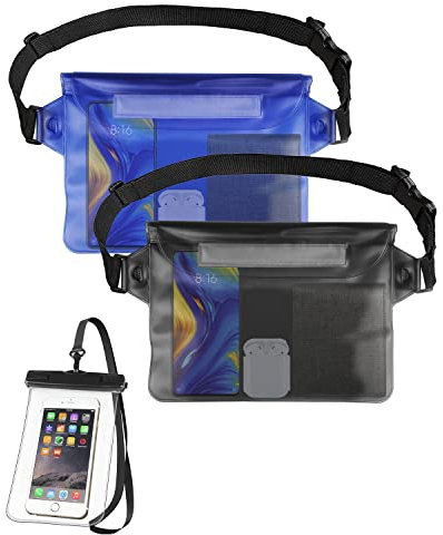 Victoper Waterproof Pouch Bag 3 Pack, Thickened Adjustable Waist Strap Screen IPX8 Waterproof Touchable for Beach Swimming Boating Fishing Kayaking Waterproof Phone Case for All Models