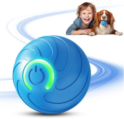 GMTEO Interaktives Hundespielzeug Ball, Magic Ball Hund Hundespielzeug Interaktiv, Intelligenzspielzeug für Hunde, Automatisch Rollender Hundeball für kleine mittlere große Hunde (blau)