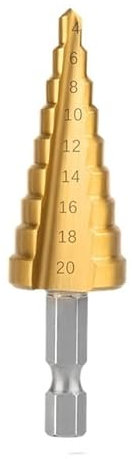 Juego de brocas escalonadas de ranura recta HSS de 1/3 Uds., juego de brocas universales escalonadas recubiertas de titanio for herramienta eléctrica de agujero de perforación de Metal y madera(1 pc 4