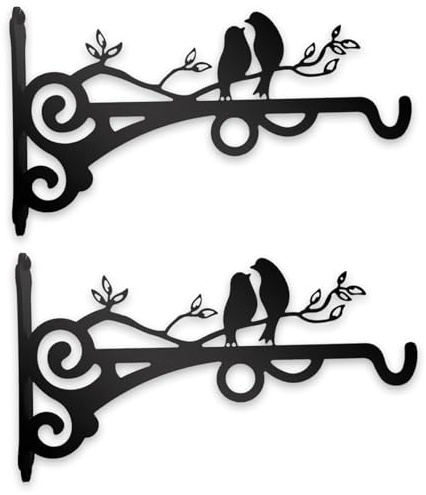 Vxcvzv 2PCS Heavy Duty Hanging Basket Brackets，Wall Mounted Plant Hangers for Gardens/Patios/Concretes Black Multi Use Hooks for Bird Feeders/Lanterns/Wind Chimes