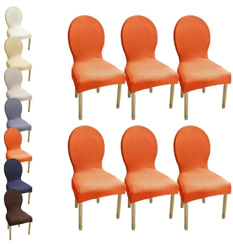 Stretchhussen für Esszimmerstühle, 6 / 4 Stück, runde Rückenlehne, für einzigartige Formen, Hocker-Protektoren, leicht anzubringen, ideal für Esszimmer-Dekoration