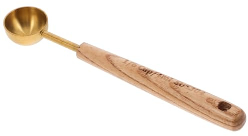 CIYODO Messlöffel mit Holzgriff Kaffeelöffel für Gemahlenen Kaffee Vintage Design Goldene für Backen und Kochen Vielseitiges Küchenwerkzeug