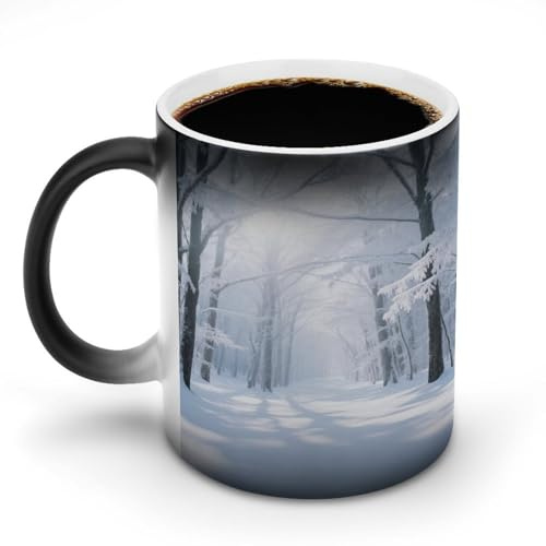 KOAYUBFC Taza de café de 325 ml con árboles gigantes que cambian de color, tazas de café que cambian de calor con asa, taza mágica sensible al calor para mujeres y hombres, divertida taza de cerámica
