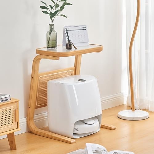 WRYsqbhjyb Modernes Roboter-staubsauger-lagerregal, C-förmige Beistelltische, Bambus-staubsauger Schrank, Doppelseitige Abstellschrank für Wohnzimmer, Flur