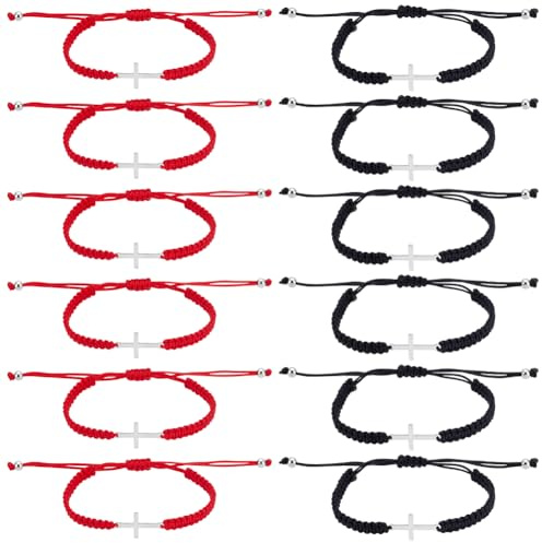 UNICRAFTALE Justerbart kors vänskapsarmband flätat kristet nylonrep armband matchande för kvinnor män påskgåvor dop alla hjärtans dag, Metall